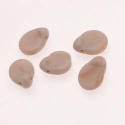 Perles en verre ronde plate Ø10mm couleur crème opaque (x 5)