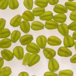 Perles en verre forme de goutte plate 10x7mm couleur Vert Olive givré (x 1)