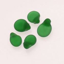 Perles en verre ronde plate Ø10mm couleur vert foncé givré (x 5)