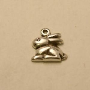 Perle en métal breloque forme de lapin 13x12mm couleur Argent (x 1)