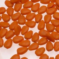 Perles en verre forme de goutte plate 10x7mm couleur Orange opaque (x 1)