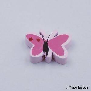 Perles en Bois forme papillon 23x17mm couleur rose clair (x 1)