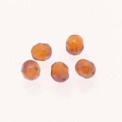 Perles en verre boule à facettes Ø5mm couleur ambre effet huile (x 5)