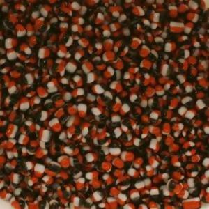 Perles de Rocaille tricolore 2mm rouge, noir, blanc opaque (x 20g)