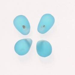 Perles en verre forme de grosses gouttes couleur bleu turquoise givré