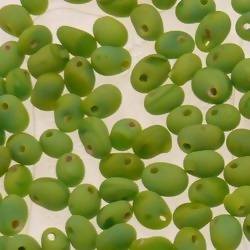 Perles en verre forme de petite goutte Ø5mm couleur vert pomme givré (x 10)