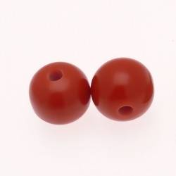 Perle ronde en résine Ø20mm couleur rouge corail (x 2)