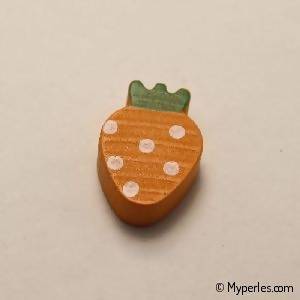 Perles en Bois forme fraise 20x14mm couleur orange (x 1)