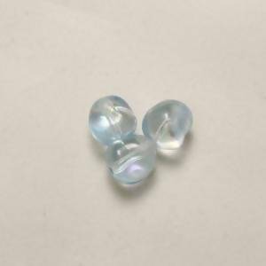 Perles en verre tchèque caillou Ø10mm couleur bleu ciel A/B transparent (x 2)