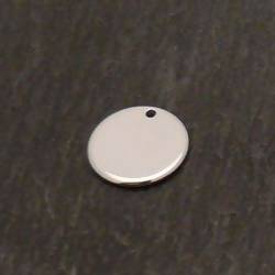 Perle en métal forme pastille ronde Ø12mm couleur Argent (x 1)
