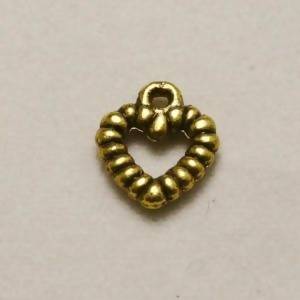 Perle en métal breloque forme de coeur tressé 9x10mm couleur or (x 1)