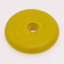 Perle en verre forme maxi palet Ø40mm couleur jaune opaque (x 1)