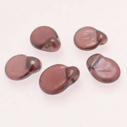 Perles en verre ronde plate Ø10mm couleur prune brillant (x 5)