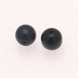 Perle en verre ronde Ø10mm couleur Noir Opaque (x 2)