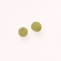 Perle ronde en résine Ø8mm couleur vert olive mat (x 2)