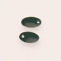 Pastille en métal forme ovale 12x8mm couvert d'une résine couleur vert foncé (x 2)