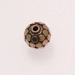 Perle métal boule à facettes 13mm couleur viel or (x 1)