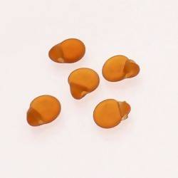 Perles en verre ronde plate Ø10mm couleur ambre givré (x 5)