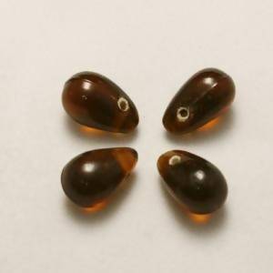 Perles en verre forme de grosses gouttes couleur ambre transparent (x 4)