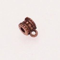Perle métal breloque petit tube décoré couleur cuivre (x 1)