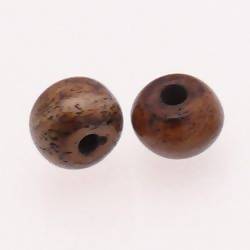 Perles rondes en corne Ø12mm couleur marron (x 2)
