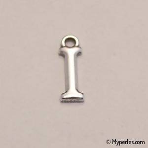 Perle en métal breloque alphabet lettre I 12mm couleur Argent (x 1)