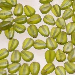 Perles en verre forme de goutte plate 10x7mm couleur Vert Olive brillant (x 1)