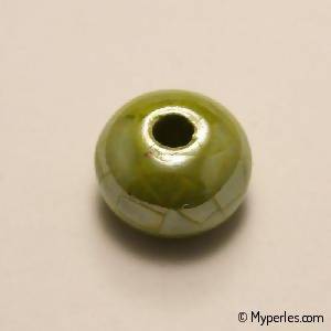 Perle en céramique ronde émaillée 16mm couleur vert pomme (x 1)
