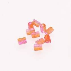 Perles en verre petits tubes craquelés transparents orange et rose (x 10)
