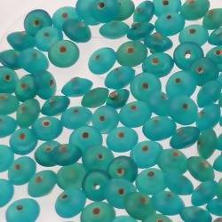 Perles en verre forme soucoupes Ø8mm couleur vert turquoise opaque (x 10)