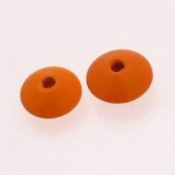 Perles en verre forme soucoupes Ø15mm couleur Orange opaque (x 2)