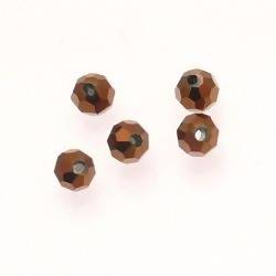 Perles en verre boule à facettes Ø5mm couleur bronze (x 5)