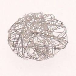 Perle en métal pelote de fil aplatie Ø25mm couleur argent (x 1)