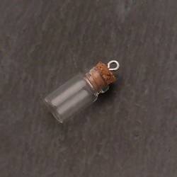 Perle breloque pendentif flacon 10x22 a remplir avec son bouchon de liège (x 1)
