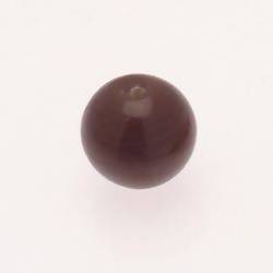 Perle ronde en verre Ø18mm couleur mauve lie de vin opaque (x 1)