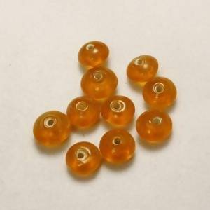 Perles en verre forme soucoupes Ã˜8mm couleur orange transparent (x 10)