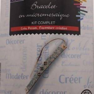 Boite kit DIY bracelet bleu ciel et blanc micromosaïque (x 1)