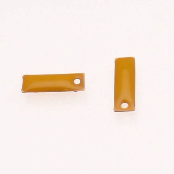 Pastille en métal rectangle 14x5mm couvert d'une résine couleur jaune (x 2)