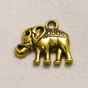 Perle en métal breloque éléphant profil avec tapis 16x10mm coul. or (x 1)