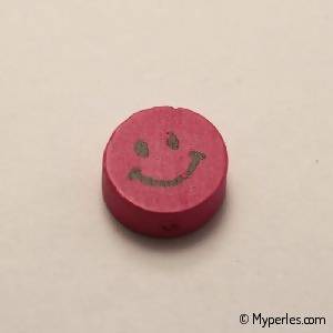 Perles en bois forme sourire Ø16mm couleur rose foncé (x 1)