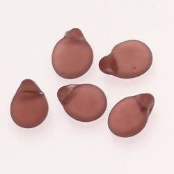 Perles en verre ronde plate Ø10mm couleur prune givré (x 5)