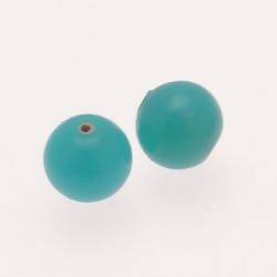 Perle en verre ronde Ø12mm couleur Bleu des Mers du Sud opaque (x 2)