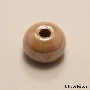 Perle en céramique ronde émaillée 16mm couleur pêche (x 1)