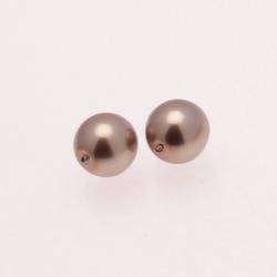 Perle en verre ronde nacrée Ø10mm couleur praline (x 2)