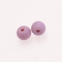 Perle ronde en verre Ø8mm couleur rose opaque (x 2)