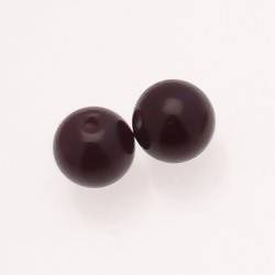 Perle en verre ronde Ø14mm couleur marron chocolat opaque (x 2)