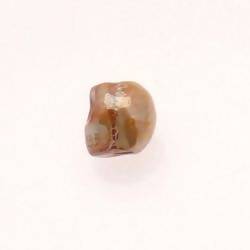 Perle en céramique crâne 12mm couleur marron clair (x 1)