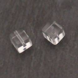 Perle en verre petit cube 8x8x8mm couleur transparent (x 2)
