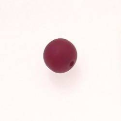 Perle ronde en résine Ø12mm couleur lie de vin mat (x 1)