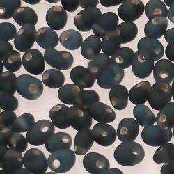 Perles en verre forme de petite goutte Ø5mm couleur gris anthracite givré (x 10)